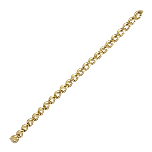Late 20th century fancy link chain bracelet by Cartier, Paris 1993, the stylised curblinks with domed ovoid uppers, testing as 18ct gold,